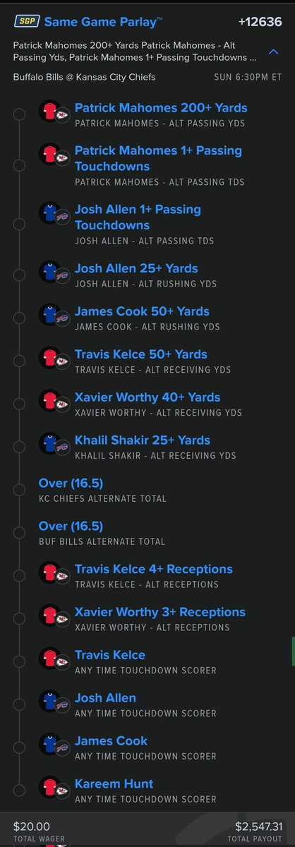 EschParlay's tweet photo. NFL Bills Chiefs SGP
 https://t.co/lec2F5u3lN https://t.co/t1GibYPAAb