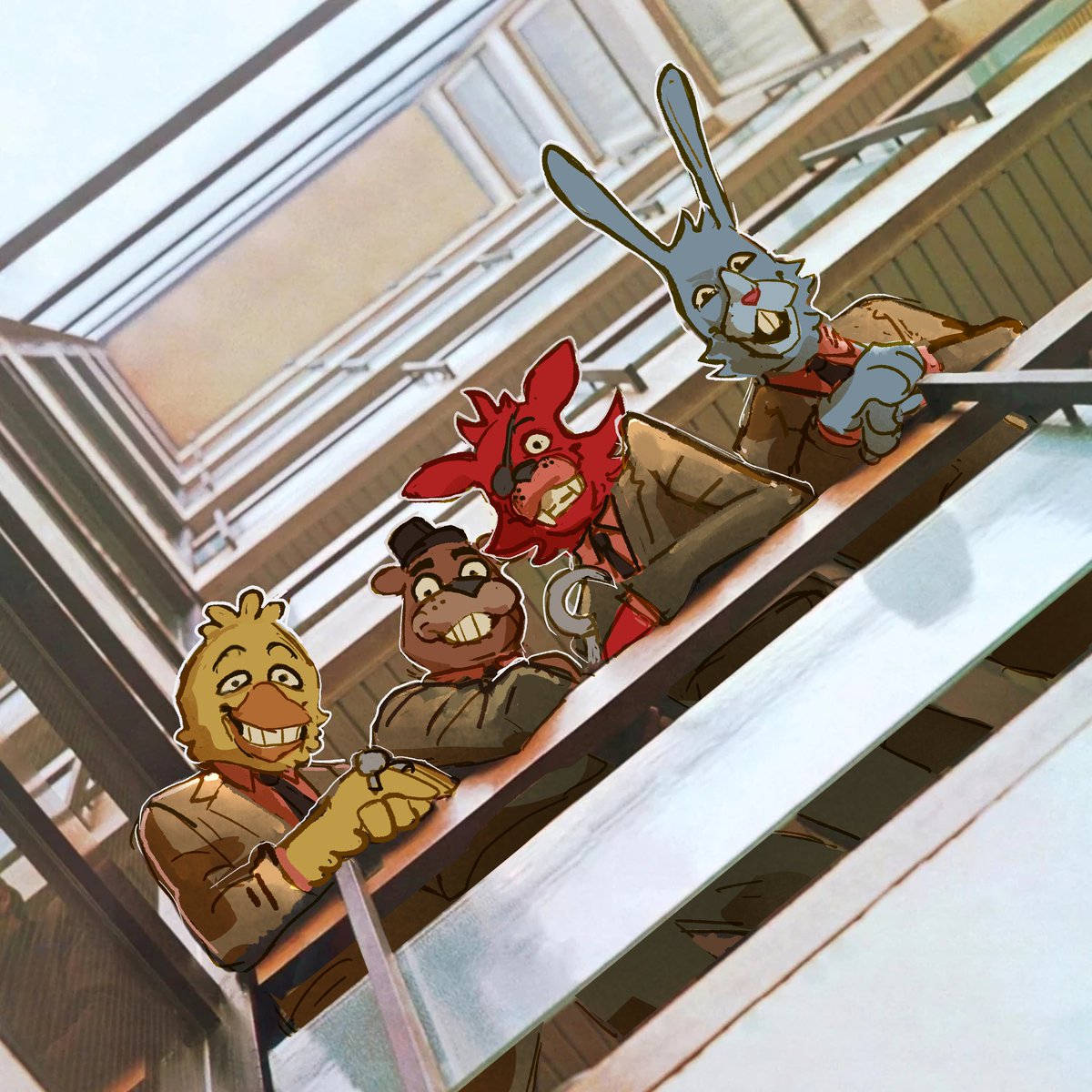 POV you're a recently hired nightguard. you have just been thrown to your death by Freddy Fazbear's Pizza club band and they know noone will ever suspect four animatronics of murder #FNAF