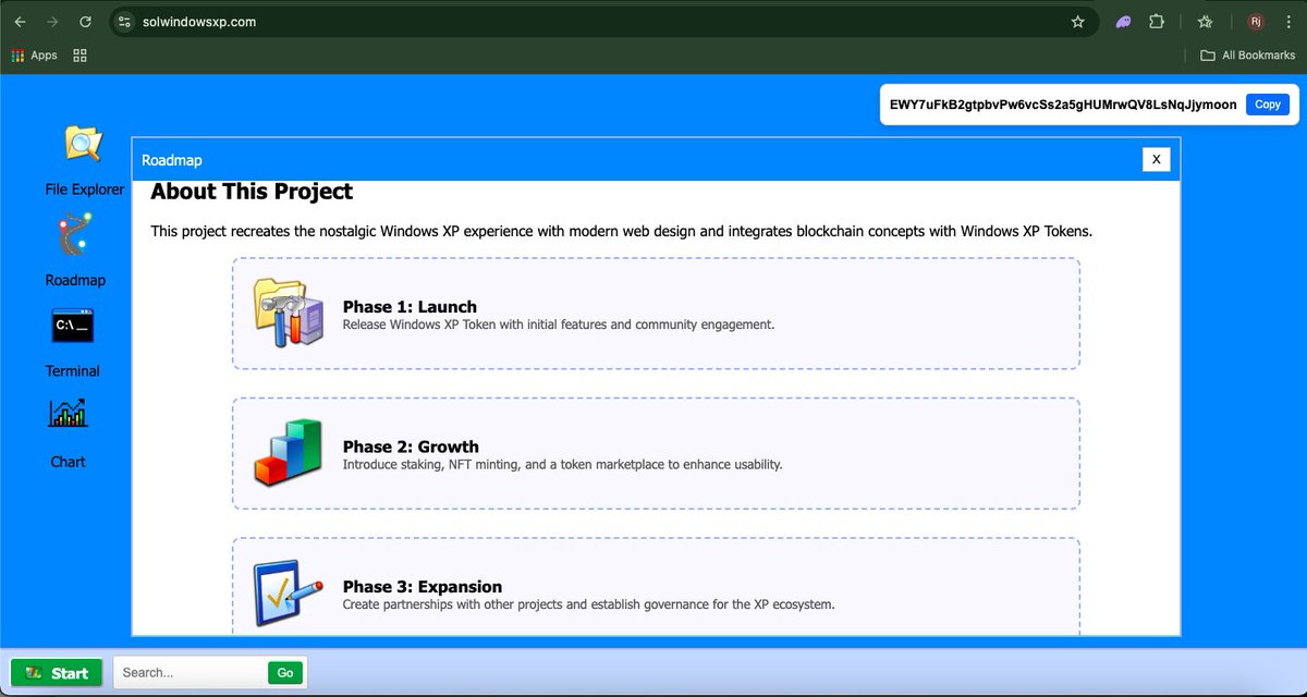 xp_win_app's tweet photo. 🚀 Have you checked out our Sol Windows XP Roadmap yet?

🌟 See what’s ahead for the most nostalgic crypto project! Make sure to check it out: https://t.co/65gaThw6rL

#WindowsXP #Crypto #Solana #Roadmap https://t.co/BCXnDeWgHU