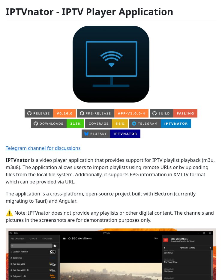 IPTV player for m3u/m3u8 playlists