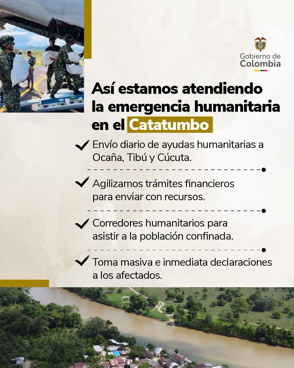 infopresidencia's tweet photo. #JuntosPorElCatatumbo | Ante la emergencia humanitaria que se presenta en la región del Catatumbo, estamos tomando acciones que garanticen la atención y protección de las comunidades afectadas.
Buscamos llegar a las poblaciones confinadas y ofrecerles el apoyo necesario, trabajando de manera coordinada para salvaguardar la vida y bienestar de todos los habitantes de la región.