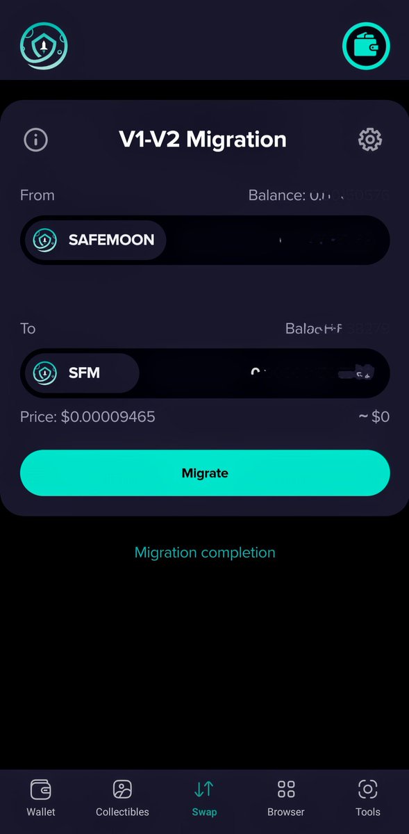 safemoon_knight's tweet image. To the REAL SAFEMOONARMY.
Looks like the migration tool in the ONLY safemoon wallet in existence is online.  NICE!