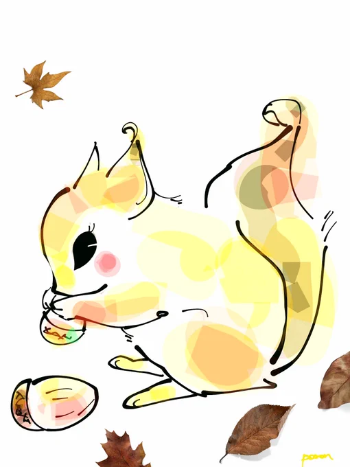 おはよー#イラスト #リス 