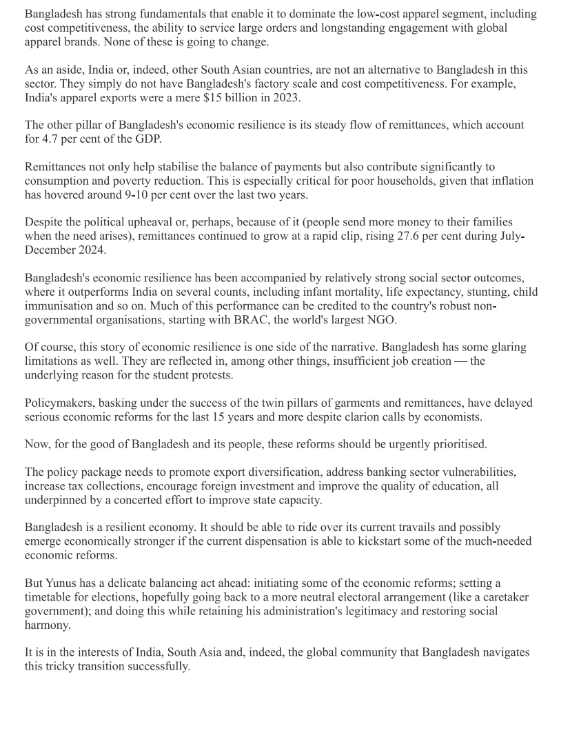 Sanjay Kathuria (@sanjay_1818) on Twitter photo My recent #Bangladesh (BD) piece in <a href="/thetribunechd/">The Tribune</a> Questions that I seek to answer: bit.ly/BDRESILIENCE
* What are sources of BD's eco. resilience?
* Will the country bounce back soon?
* Will some apparel business be diverted to India?
* Which economic reforms are urgent? My recent #Bangladesh (BD) piece in <a href="/thetribunechd/">The Tribune</a> Questions that I seek to answer: bit.ly/BDRESILIENCE
* What are sources of BD's eco. resilience?
* Will the country bounce back soon?
* Will some apparel business be diverted to India?
* Which economic reforms are urgent?