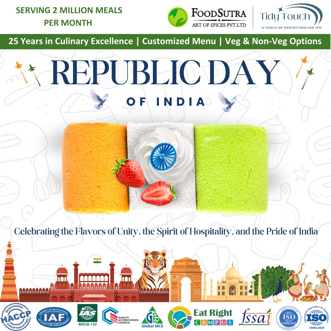 foodsutraas's tweet photo. 🇮🇳 Happy Republic Day! 🇮🇳
At Foodsutra Group, we believe in celebrating the values that unite our great nation—diversity, togetherness, and service.
#RepublicDay2025 #FoodsutraGroup #PrideOfIndia #JaiHind #Foodsutra #TidyTouch #HospitalityServices #FacilityManagement https://t.co/Hubp4zBf9T