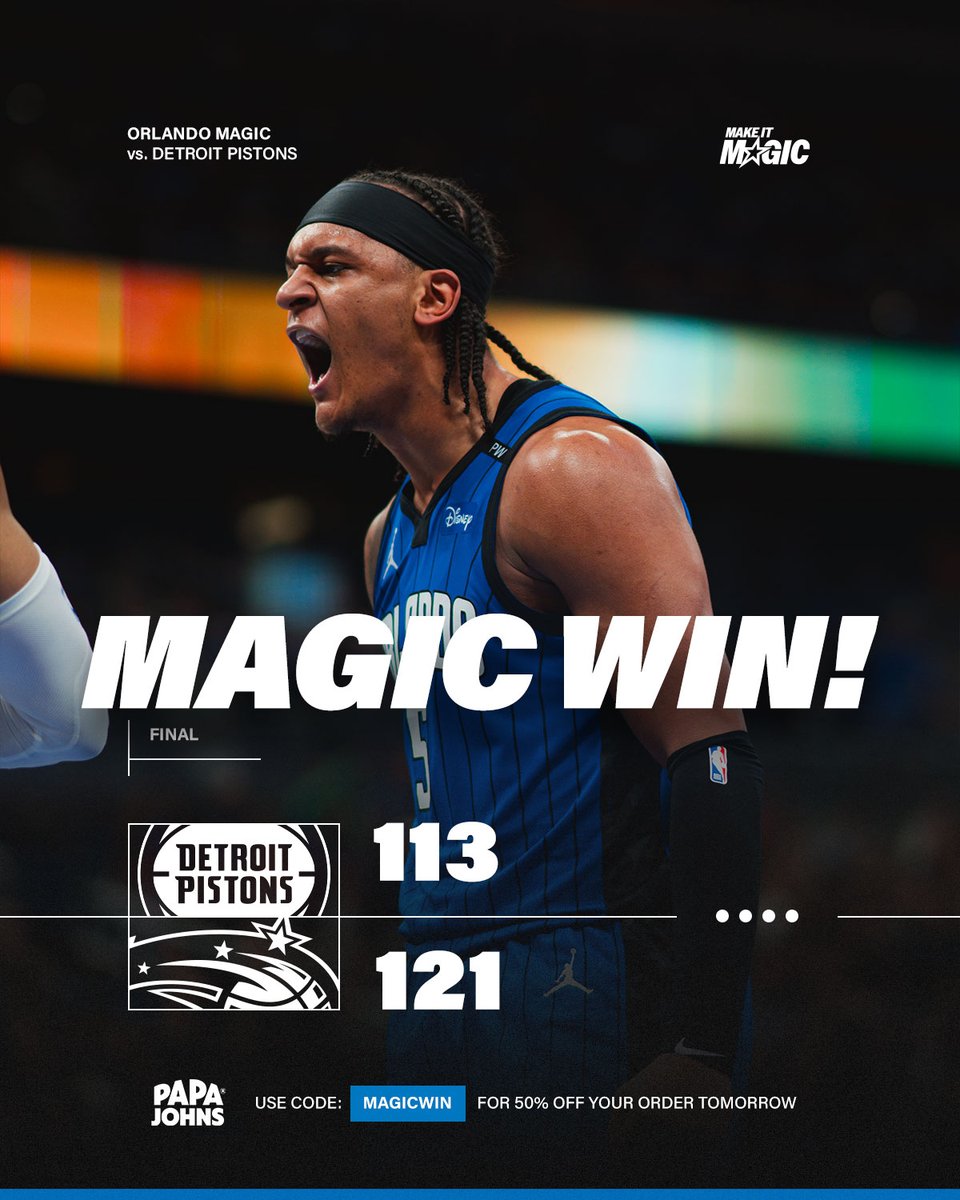 OrlandoMagic's tweet photo. WAGIC WIN 🪄 https://t.co/ZQs0IpDOWa