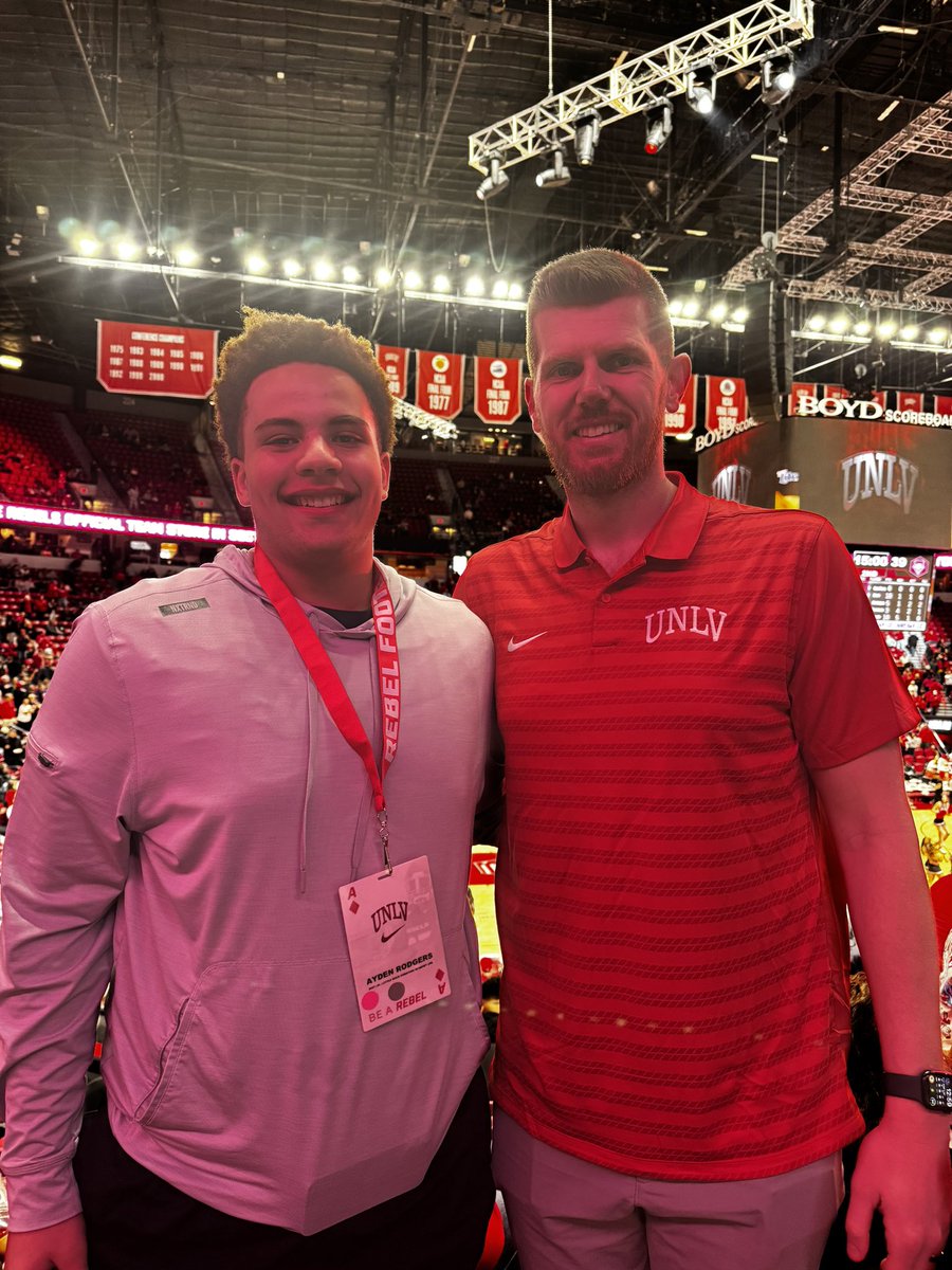 AydenJRodgers's tweet photo. Had a great time @unlvfootball Junior Day! Thank you for having me. @JULIOCHATO75 @CoachSollenne @CoachLeCroix @Coach_Grimmett @coltonedwardsFB @PrepRedzoneAR https://t.co/zQCZUaDHUx