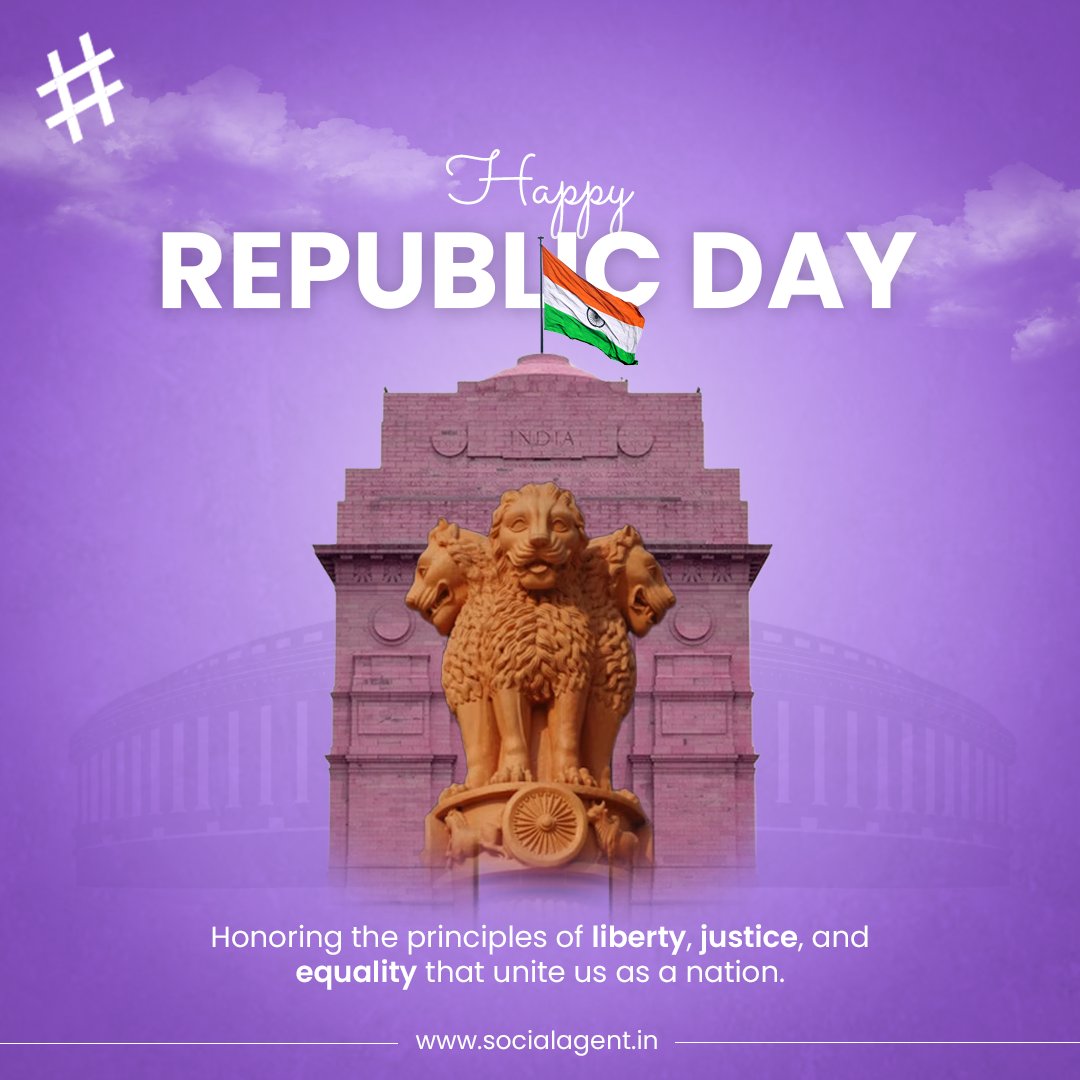 Social__Agent's tweet photo. Proud of our heritage &amp; sovereignty! Warm wishes to everyone on this special occasion of Republic Day. Let us remember the sacrifices of our freedom fighters and strive to build a better nation, Jai Bharat!
.
#republicday #happyrepublicday
#indian #BricstalGroup #SocialAgent https://t.co/gBcdR6AjmC