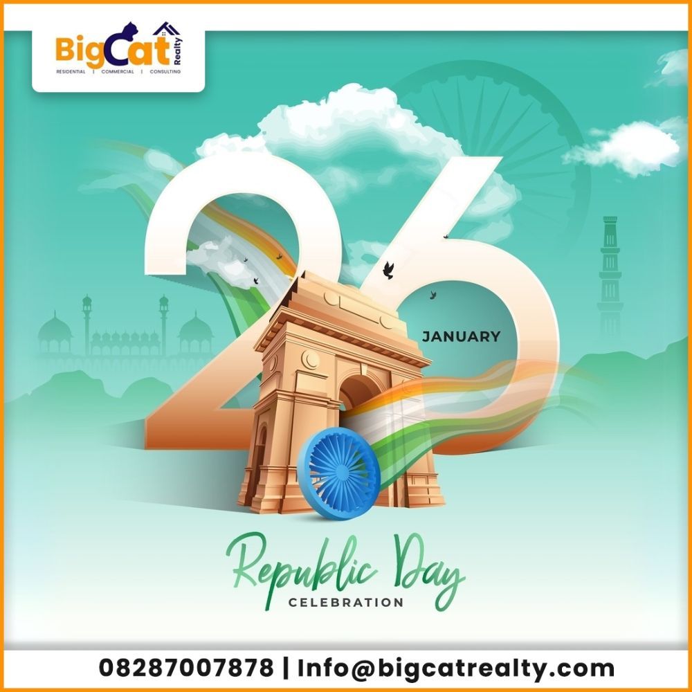 🇮🇳 Bigcat Realty salutes the spirit of unity &amp; progress this Republic Day! 🏠 Just like building homes, building a nation needs a strong foundation of dedication &amp; vision. Let’s pledge for a brighter, prosperous India. 💚🤍🧡 Happy Republic Day! #JaiHind #26January