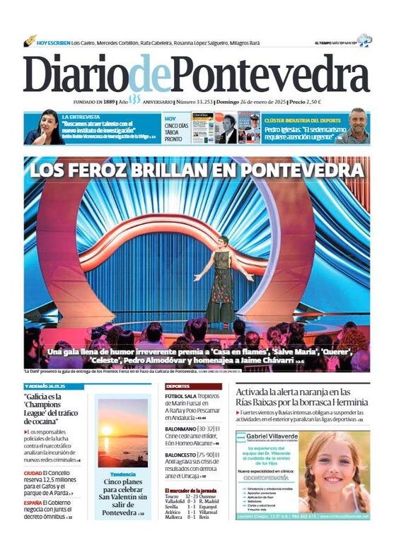 #PortadaDP 📰 Ya puedes consultar la portada de la edición impresa de Diario de Pontevedra de este domingo 26 de enero