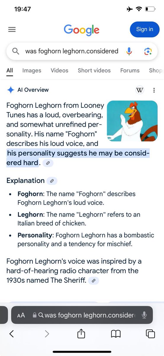 Google AI trying to seriously answer a random thought I had at dinner.