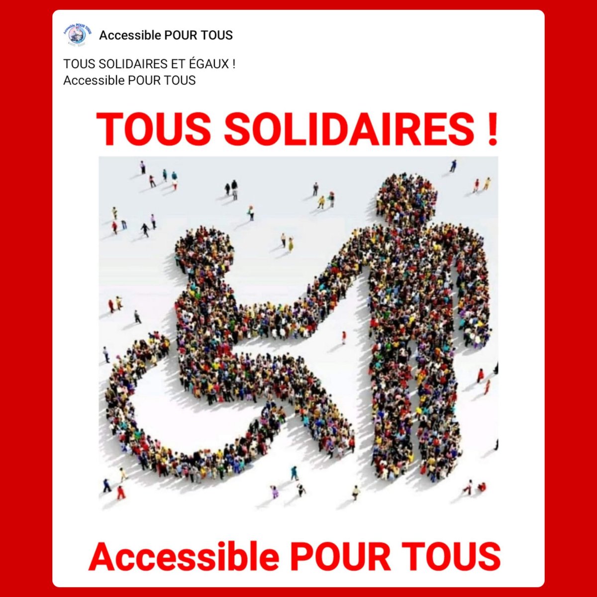 TOUS SOLIDAIRES ET ÉGAUX ! 
Accessible POUR TOUS <a href="/AccessibleTOUS/">♿ Accessible POUR TOUS ♿</a>