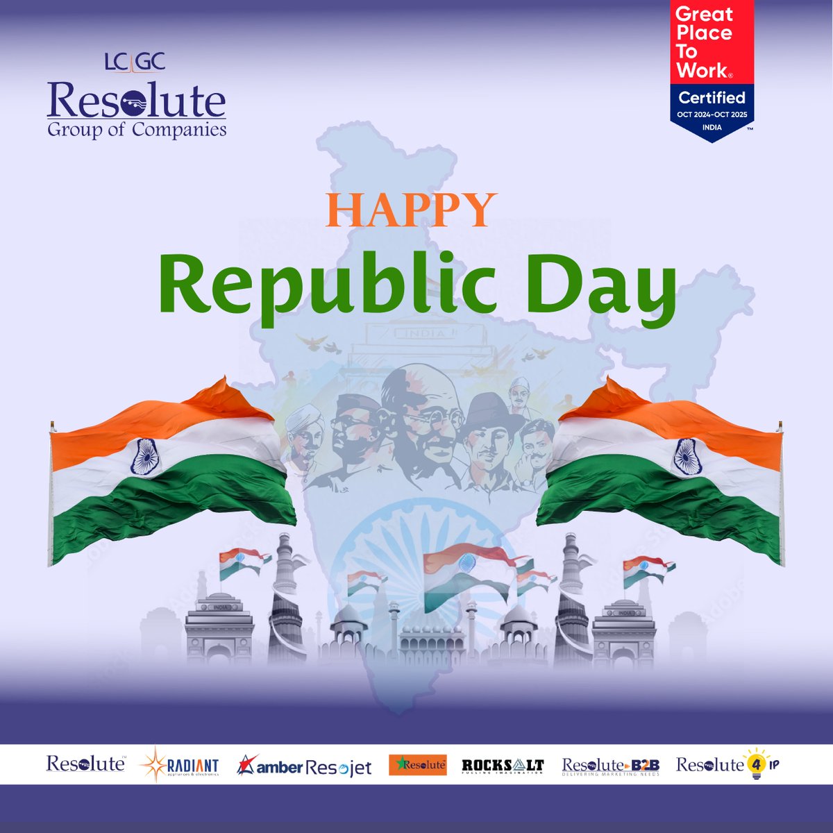 Resolute_GOC's tweet photo. 𝐇𝐚𝐩𝐩𝐲 𝐑𝐞𝐩𝐮𝐛𝐥𝐢𝐜 𝐃𝐚𝐲🇮🇳 𝐭𝐨 𝐞𝐯𝐞𝐫𝐲𝐨𝐧𝐞!
On this momentous occasion of India's 76th Republic Day, let us cherish our sovereignty and unity.
#RepublicDay #IndiaRepublicDay #76thRepublicDay #ElectronicsManufacturing #ODMLeader #EMS #LCGCResoluteGOC https://t.co/ICeCpiG4UY