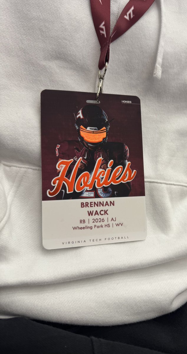 Brennanwack25's tweet photo. Had a great day at Virginia Tech today!Thanks @CoachEBrooks for the invite to Junior Day https://t.co/F45uNVy41Q