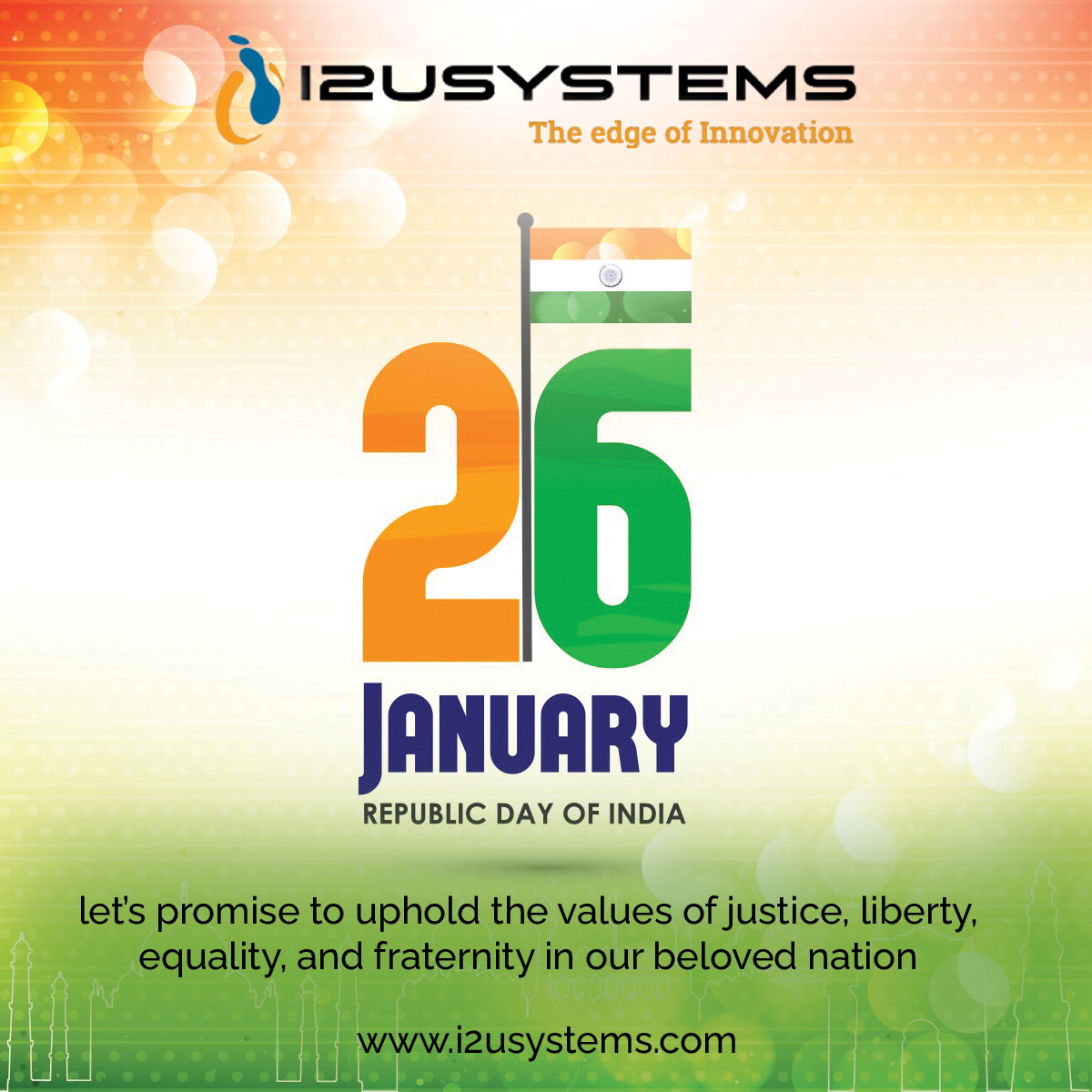 I2uSystems's tweet photo. Letβs pledge to uphold the values of justice, liberty, and equality. Happy Republic Day 2025!
#i2usystems #c2crequirements #w2jobs #directclient #directclients #i2u #i2usystemsinc #usaitjobs #usajobs #stategovernment #jobs #recruiters #technology #business #ProudIndian https://t.co/baIH7eP6iO