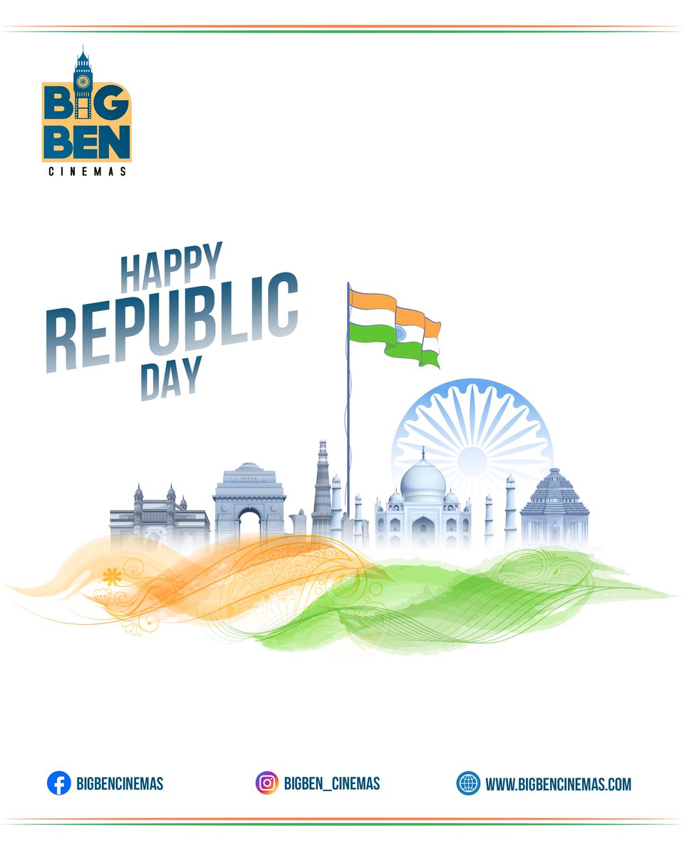 BIGBEN Cinemas (@bigben_cinemas) on Twitter photo ๐ฎ๐ณ Happy Republic Day! ๐ฎ๐ณ
Let us celebrate the spirit of freedom, unity, and pride as we honor our great nation! ๐โจ
#BigBenCinemas salutes the heroes who made this day possible. ๐
Stay proud, stay patriotic, and enjoy the day! ๐โค๏ธ๐๐
#RepublicDay #India ๐ฎ๐ณ
#BigBenCinemas ๐ฎ๐ณ Happy Republic Day! ๐ฎ๐ณ
Let us celebrate the spirit of freedom, unity, and pride as we honor our great nation! ๐โจ
#BigBenCinemas salutes the heroes who made this day possible. ๐
Stay proud, stay patriotic, and enjoy the day! ๐โค๏ธ๐๐
#RepublicDay #India ๐ฎ๐ณ
#BigBenCinemas