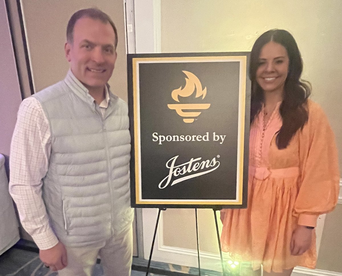 NACDA's tweet photo. Our championship President 🏆 🏈 with our championship ring provider 💍 
Thank you @Jostens for hosting our dinner and reception tonight #MidWinter25 https://t.co/ZFKJrJnSdG