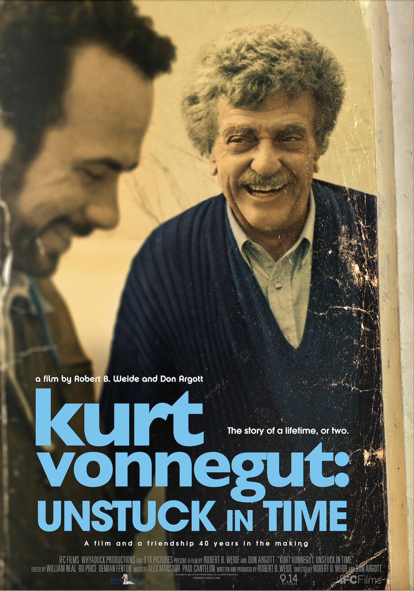 My 2021 film, "Kurt Vonnegut: Unstuck in Time" (<a href="/VonnegutDoc/">Kurt Vonnegut Docu</a>)  will finally be leaving Hulu on February 17. It's still available on most VOD platforms, but if you've been meaning to watch it on Hulu, don't delay. And let me know what you think!