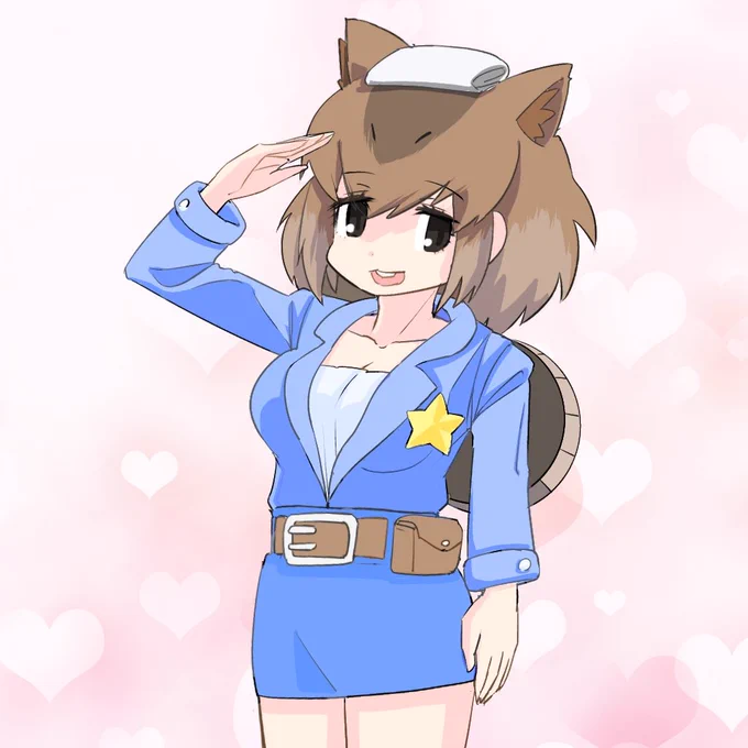 #みんなで描くけもフレ記念日絵#けものフレンズ今日は「ナムコミュージアム アーケードHIT!」の発売日とのことでマッピー風ミニスカポリス衣装のカピバラちゃん 