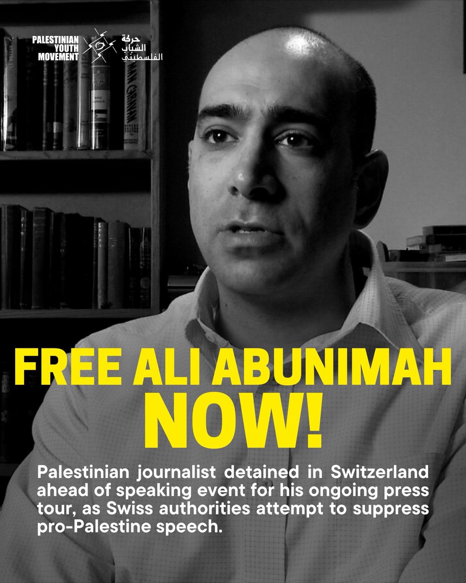This is crazy! Journalist Ali Abunimah, founder of Electronic <a href="/intifada/">Electronic Intifada</a>, has been arrested in Switzerland ahead of speaking at an event for Palestine

Journalism is not a crime, and he should be released immediately

Solidarity with <a href="/AliAbunimah/">Ali Abunimah</a>