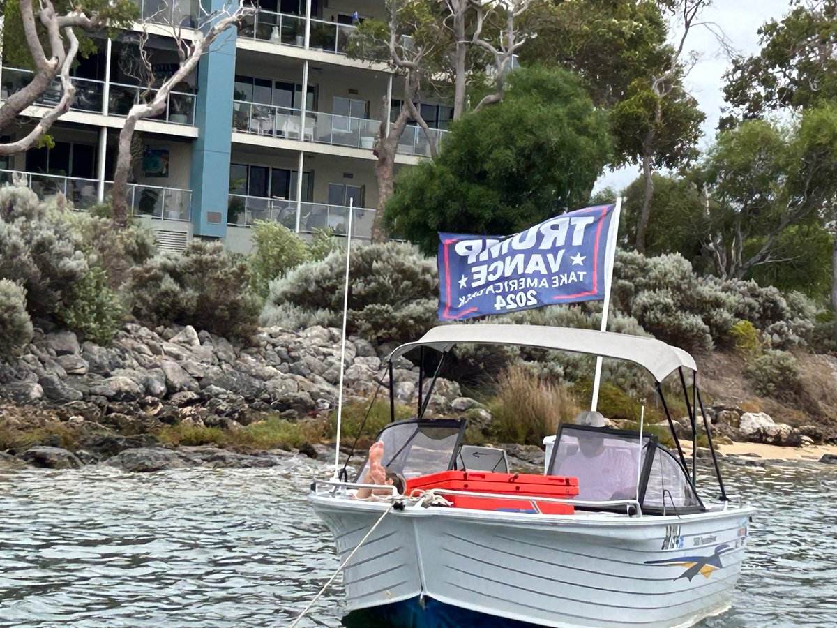 Just got this photo from a friend near Perth

It's Australia Day, and to celebrate Australian boaters are waving Trump flags. 

#MAGA (Make Australia Great Again)