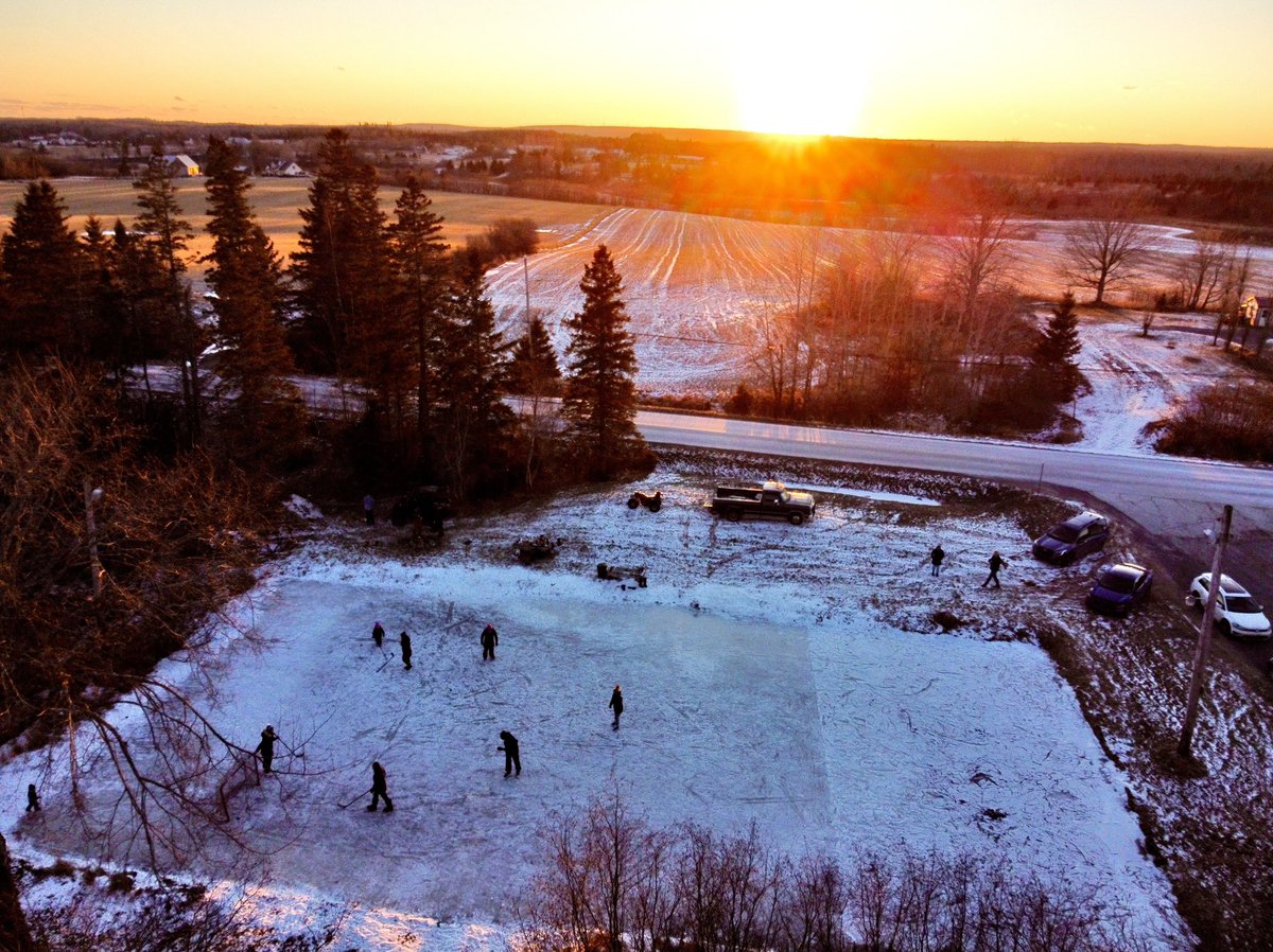 Sundown skate, Belnan, Nova Scotia  #skate #pondhockey #winter #novascotia #canada #sunset