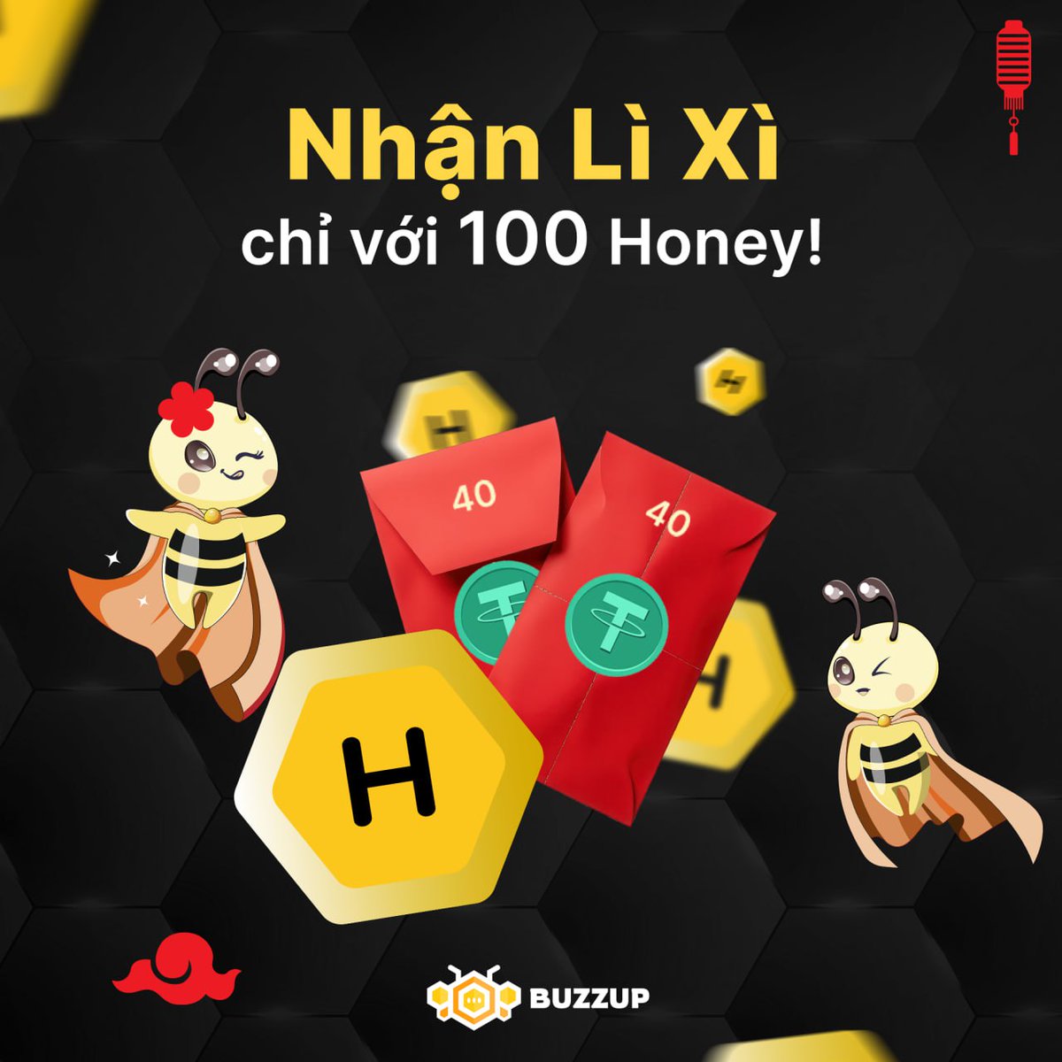 Nhận lì xì cực dễ từ BuzzUp! 🧧

Chỉ cần:
❎ 400 Honey 
✅ 100 Honey

Từ giờ, chỉ với 100 Honey, bạn đã có cơ hội tham gia vòng quay may mắn nhận lì xì 🎉

Cách kiếm 100 Honey siêu nhanh siêu dễ:
👉 Hoàn thành 1 nhiệm vụ trên app.
👉 Giới thiệu BuzzUp cho 2