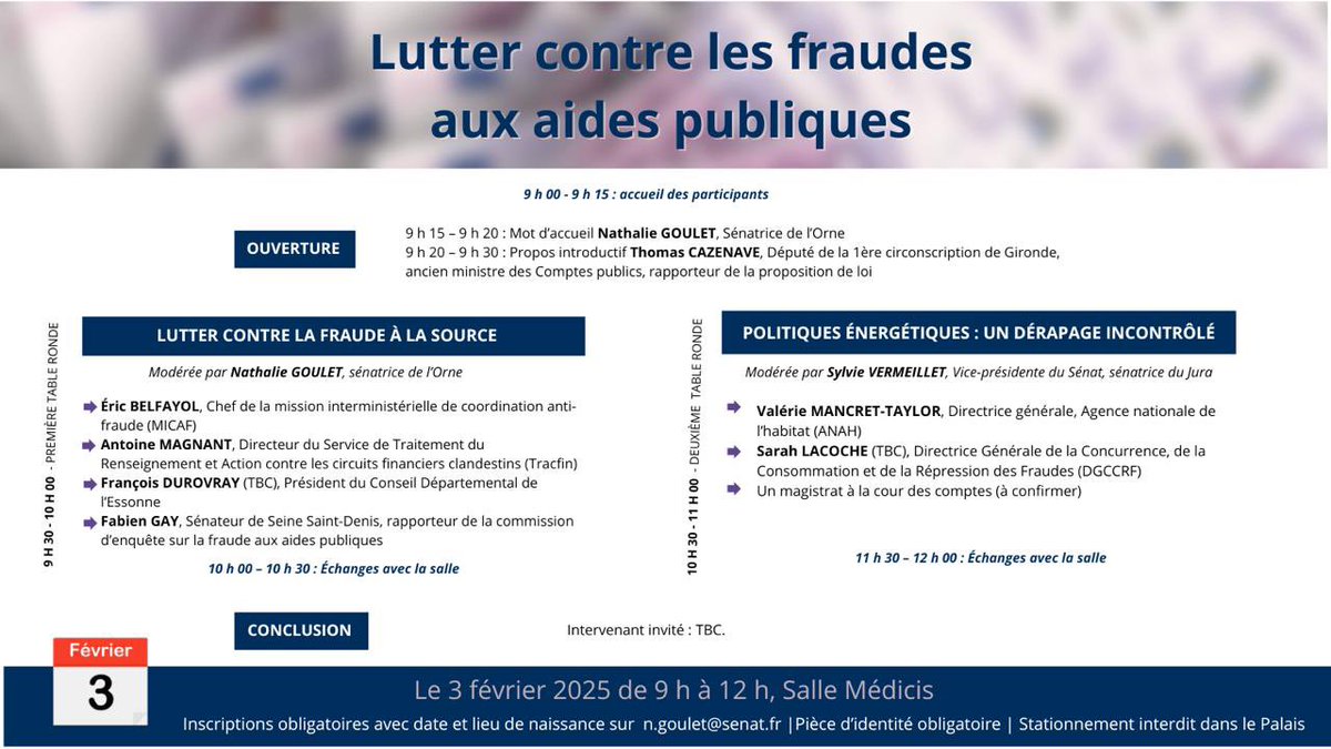 senateur61's tweet photo. Le 3 février avec @T_Cazenave @fabien_gay  @SylvieVermeillet #Tracfin #MICAF @ANAH_Officiel on parle fraude aux aides publiques inscrivez-vous sur n.goulet@senat.fr https://t.co/ZUcuyVkG6u
