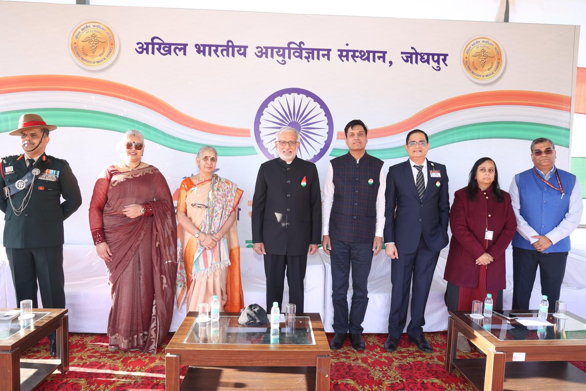 aiims_jodhpur's tweet photo. Celebrating the 76th Republic Day at AIIMS Jodhpur with immense pride and gratitude!

This day honors the sacrifices of our freedom fighters and the unwavering dedication of our soldiers who guard our borders under all conditions.

AIIMS Jodhpur is proud to lead the way in healthcare excellence—from groundbreaking transplants to pioneering digital health initiatives. Today, we reaffirm our commitment to a Nasha Mukt Bharat, empowering youth for a drug-free, brighter future.

As we salute the soldiers, freedom fighters, and every citizen driving India's progress, we pledge to strive for new heights, making India one of the top nations globally. Together, let's build a stronger, healthier, and brighter tomorrow.

Jai Hind! 🇮🇳

@PMOIndia @JPNadda @mpprataprao @AnupriyaSPatel @MoHFW_INDIA