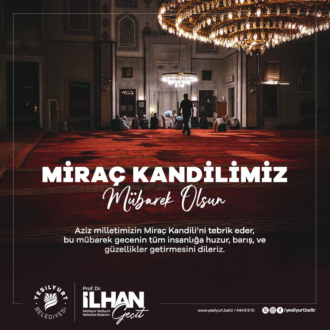 ilhangecit44's tweet photo. Aziz milletimizin ve tüm İslam Alemi’nin Miraç Kandili'ni tebrik ediyor bu mübarek gecenin tüm insanlığa hayırlar getirmesini Rabbimden niyaz ediyorum. https://t.co/gqUG7cSMfx