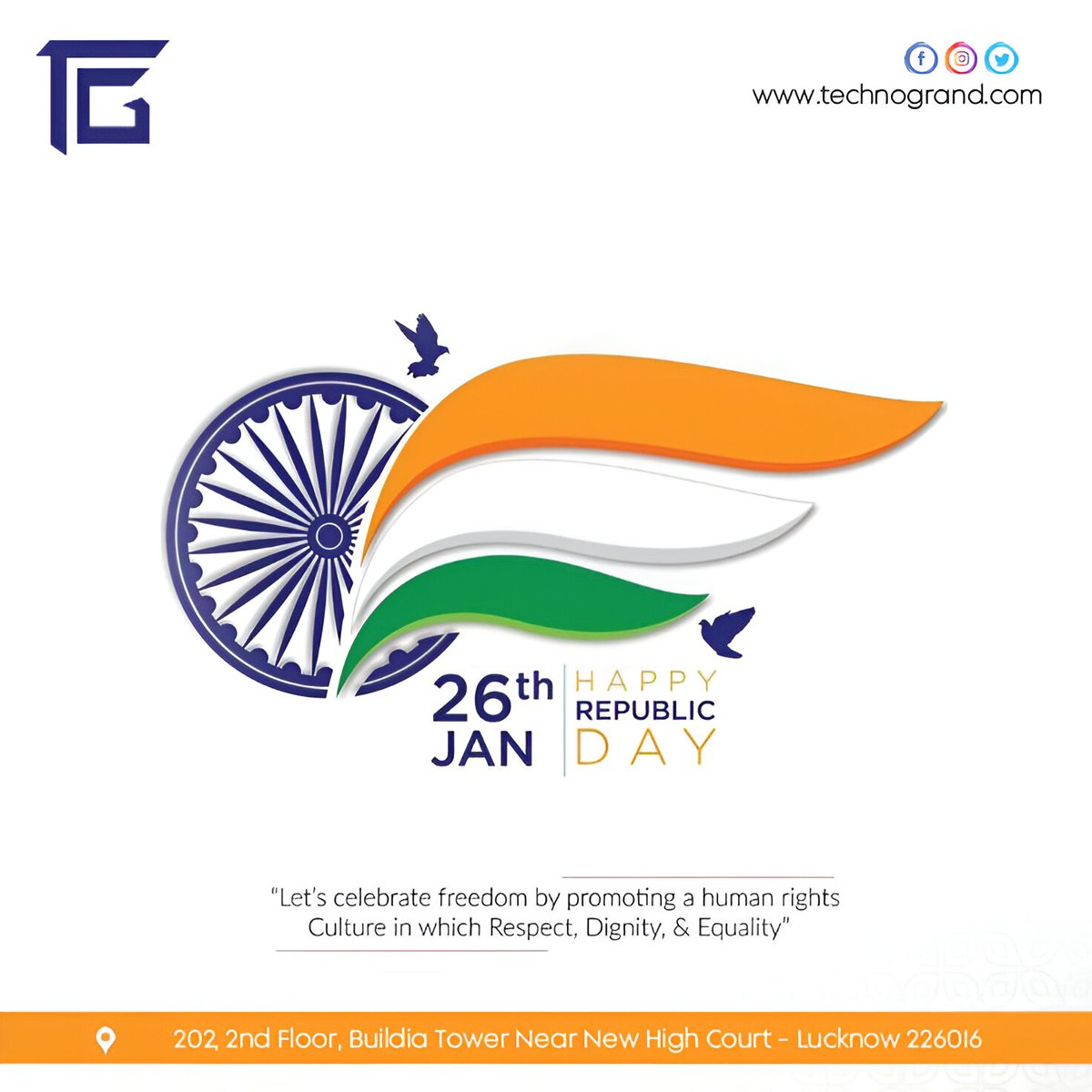 technogrand's tweet photo. On this Republic Day, let us honor the sacrifices of those who fought for our freedom and dedicate ourselves to building a nation filled with peace, prosperity, and harmony. May the spirit of patriotism and unity always guide us. Proud to be an Indian. Jai Hind! https://t.co/649wvKGraY