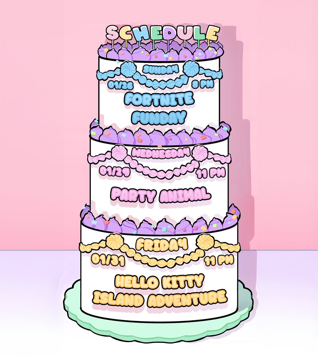 Getting back into posting a weekly schedule! Come have some fresh baked fun! 🎂