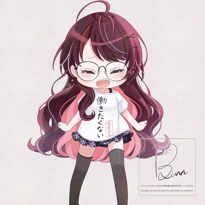 【お仕事】こちら『 限界OL 』様( #Genkaiol_gen )のミニキャラなお姿を3枚描かせていただきました 