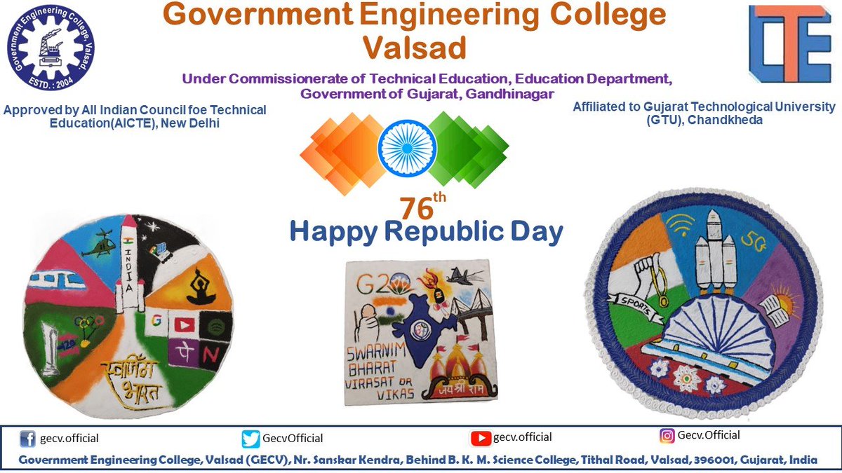 GecvOfficial's tweet photo. GECV is celebrating 76th Republic Day.
#gecv #gecvofficial #gecvofficial
@CTEGuj @collectorvalsad https://t.co/jtMLuV7ApB