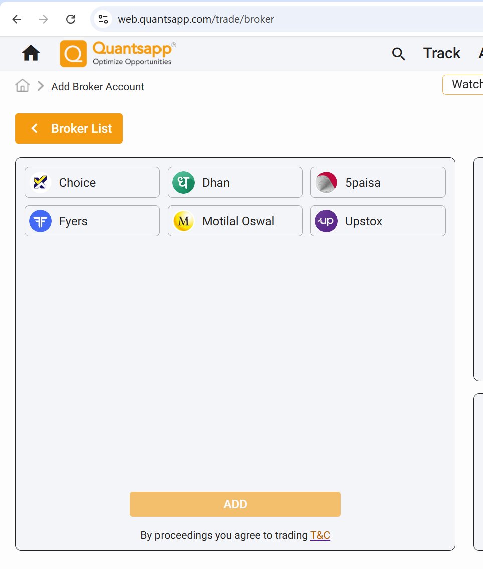 #Feature ⚡️ Trade &amp; Manage all your broking accounts multiple brokers/accounts from a single app for FnO trading
&gt; <a href="/quantsapp/">Quantsapp</a> already provides the largest range of derivative analytics, now you can directly trade with a real-time experience
&gt; 6 brokers live, more coming soon
&gt;