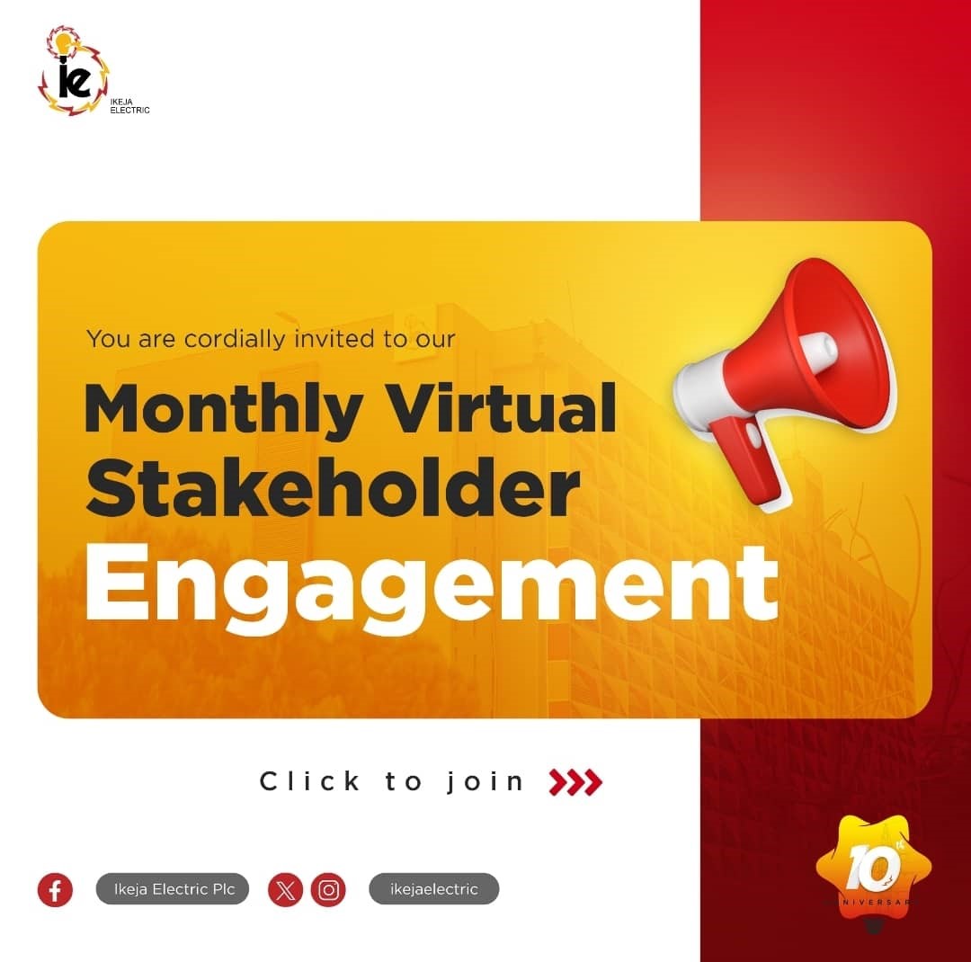 IkejaElectric's tweet photo. Dear Valued Customer,

Would you like to know more about our processes and campaigns for seamless service delivery?

Be part of the conversation at our Monthly Virtual Stakeholders’ Engagement

Date: Thursday, January 30, 2025
Time: 11:00 AM – 1:00 PM

Link to join Webinar - https://t.co/znS99cEN4j

Meeting ID: 348 864 628 259
Passcode: Sc9ic3KX

Thank you for allowing us to serve you.