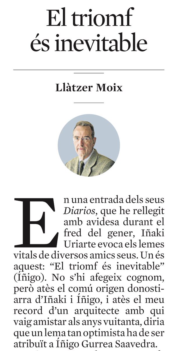 Enmig d’un context dominical de ‘La Vanguardia’ ple de pessimisme sobre l’auge del populisme, destaca aquest article. <a href="/llatzermoix/">Llàtzer Moix</a> reivindica Íñigo Gurrea Saavedra una persona d’optimisme assenyat, ple d’ironia, humor i que gaudia la vida sense caure en el cinisme ni l’arrogància