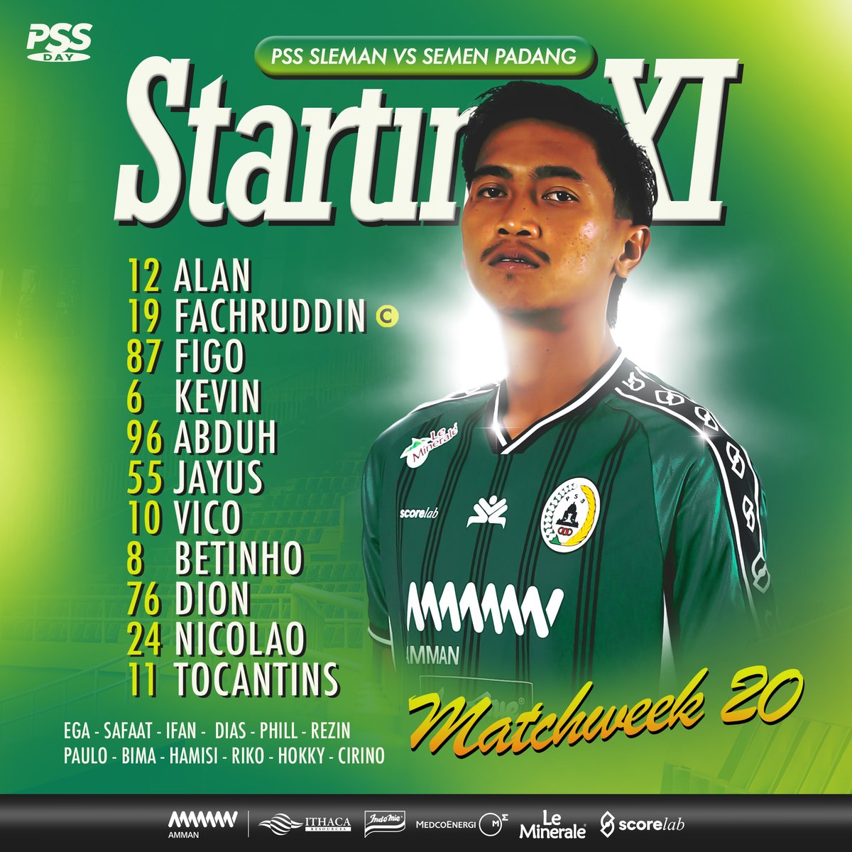 PSSleman's tweet photo. Your XI for today's game! 👏

#PSS #COSE #PSSvsSPFC #PSSday https://t.co/STUBg9kg0N