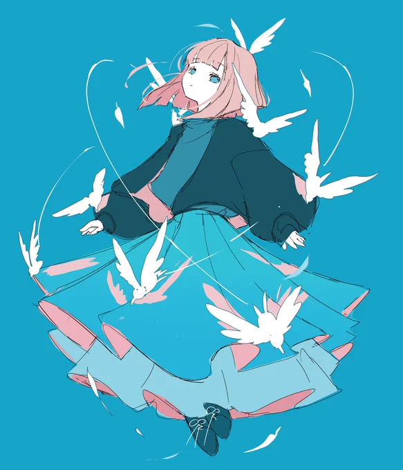 ラクガキ ピンク髪の鳥使い。 