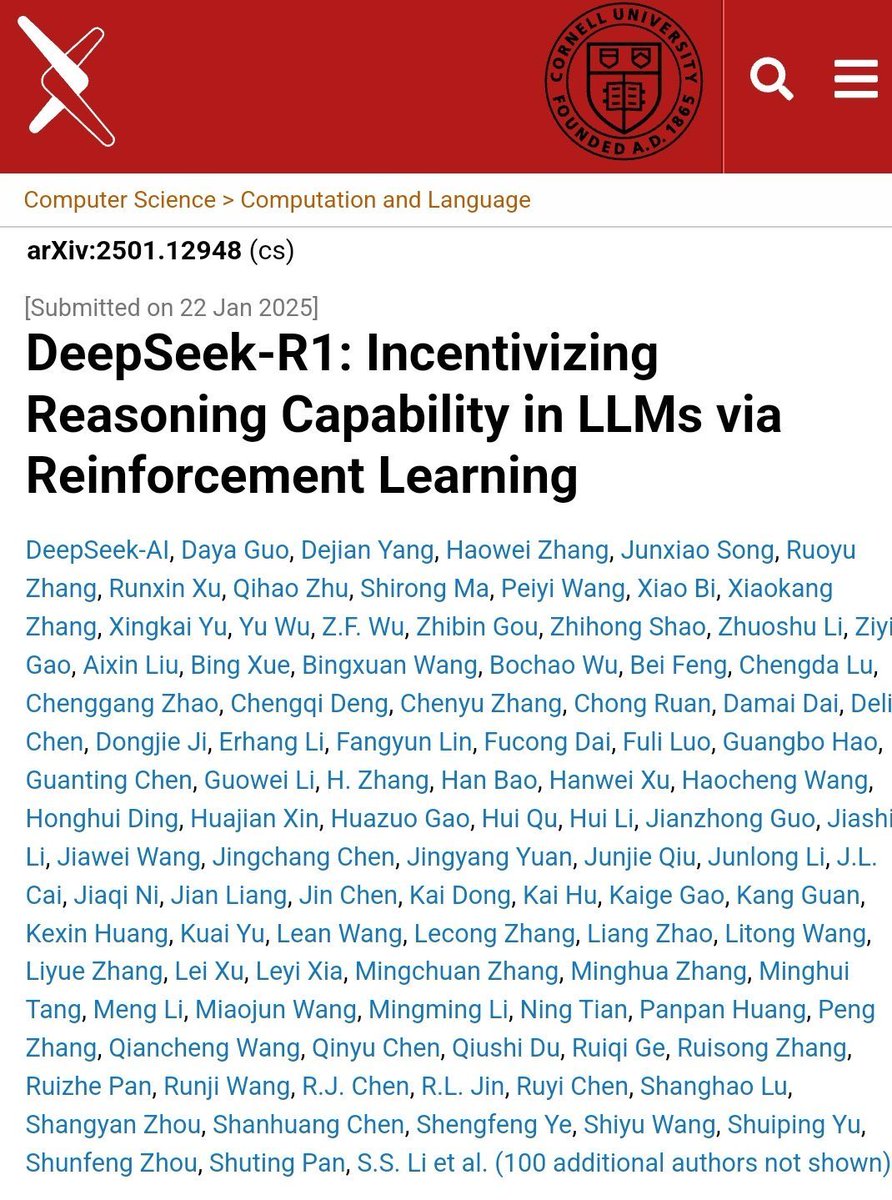 Difference between China and USA

In the U.S., one guy is celebrated — like Elon Musk, Steve Jobs etc.

In China, it’s collective recognition.

Look at the authors for a paper published by DeepSeek.