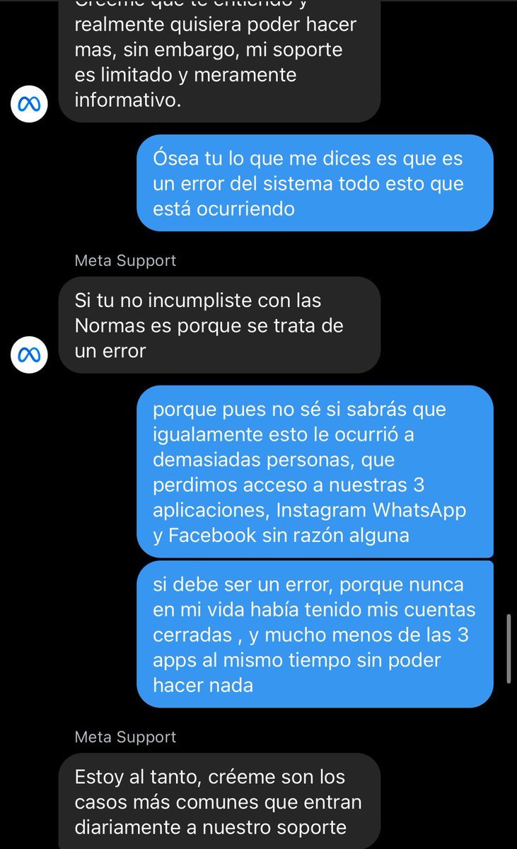 nicolasguti367's tweet photo. Comparto información acerca de todo sobre las cuentas #MetaResponde 
Están enterados del caso y es un error global , dicen que nos devolverán las cuentas a todos los afectados , pero que es cuestión de tener “PACIENCIA” pero hasta cuando?? https://t.co/xvak81NC8z