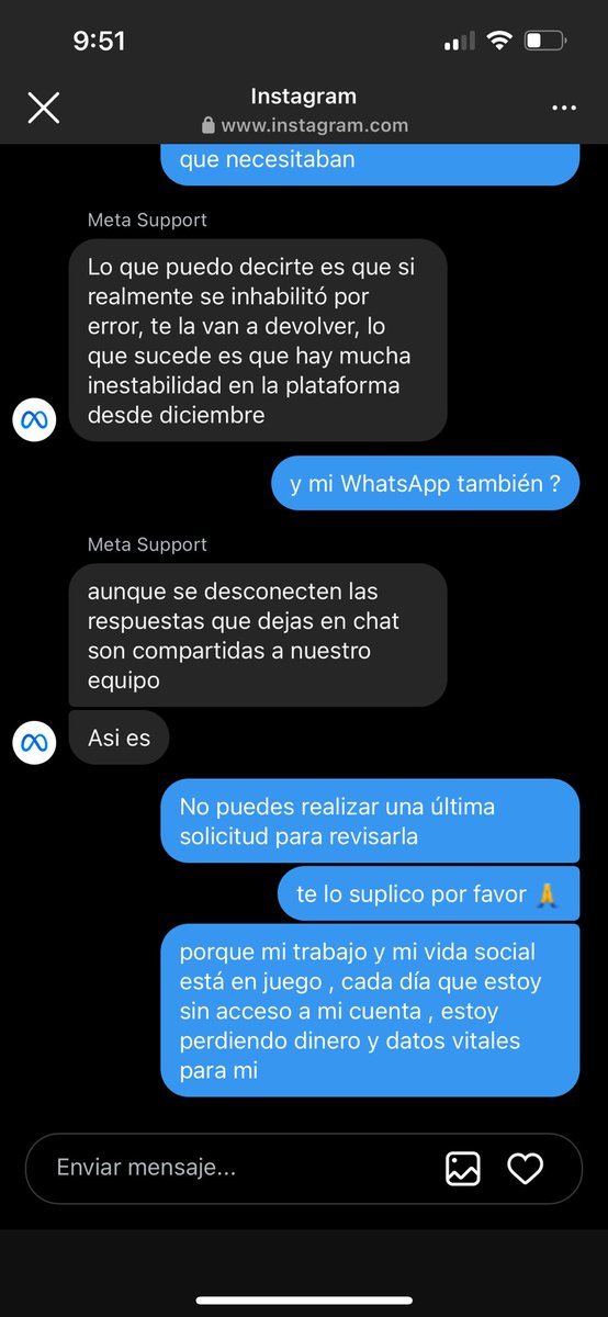 nicolasguti367's tweet photo. Comparto información acerca de todo sobre las cuentas #MetaResponde 
Están enterados del caso y es un error global , dicen que nos devolverán las cuentas a todos los afectados , pero que es cuestión de tener “PACIENCIA” pero hasta cuando?? https://t.co/xvak81NC8z