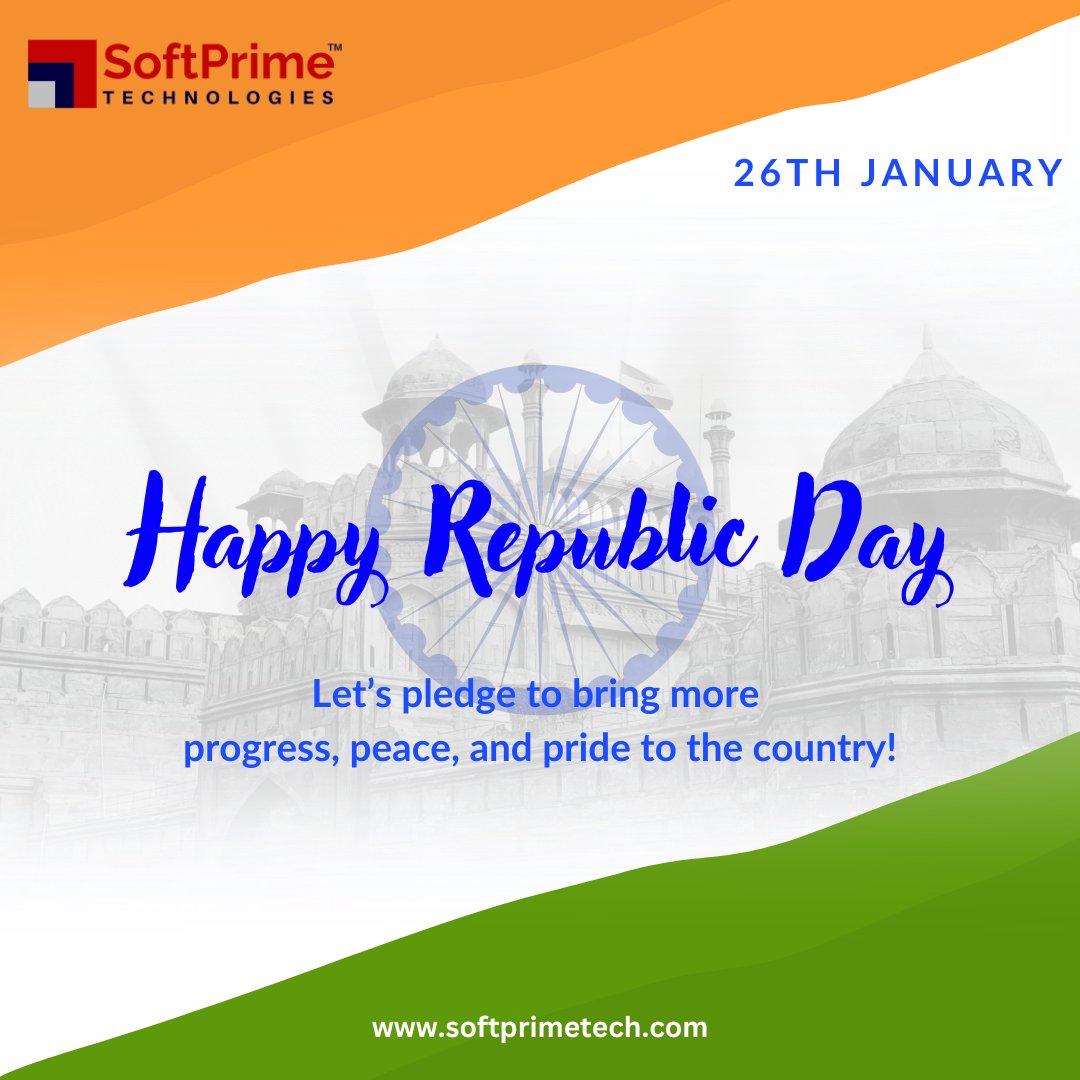 SoftPrimeTech's tweet photo. Let’s strive for innovation and unity as we celebrate the spirit of India. Happy Republic Day! 🇮🇳

#happyrepublicdayindia #india https://t.co/mhgpLSVjZN