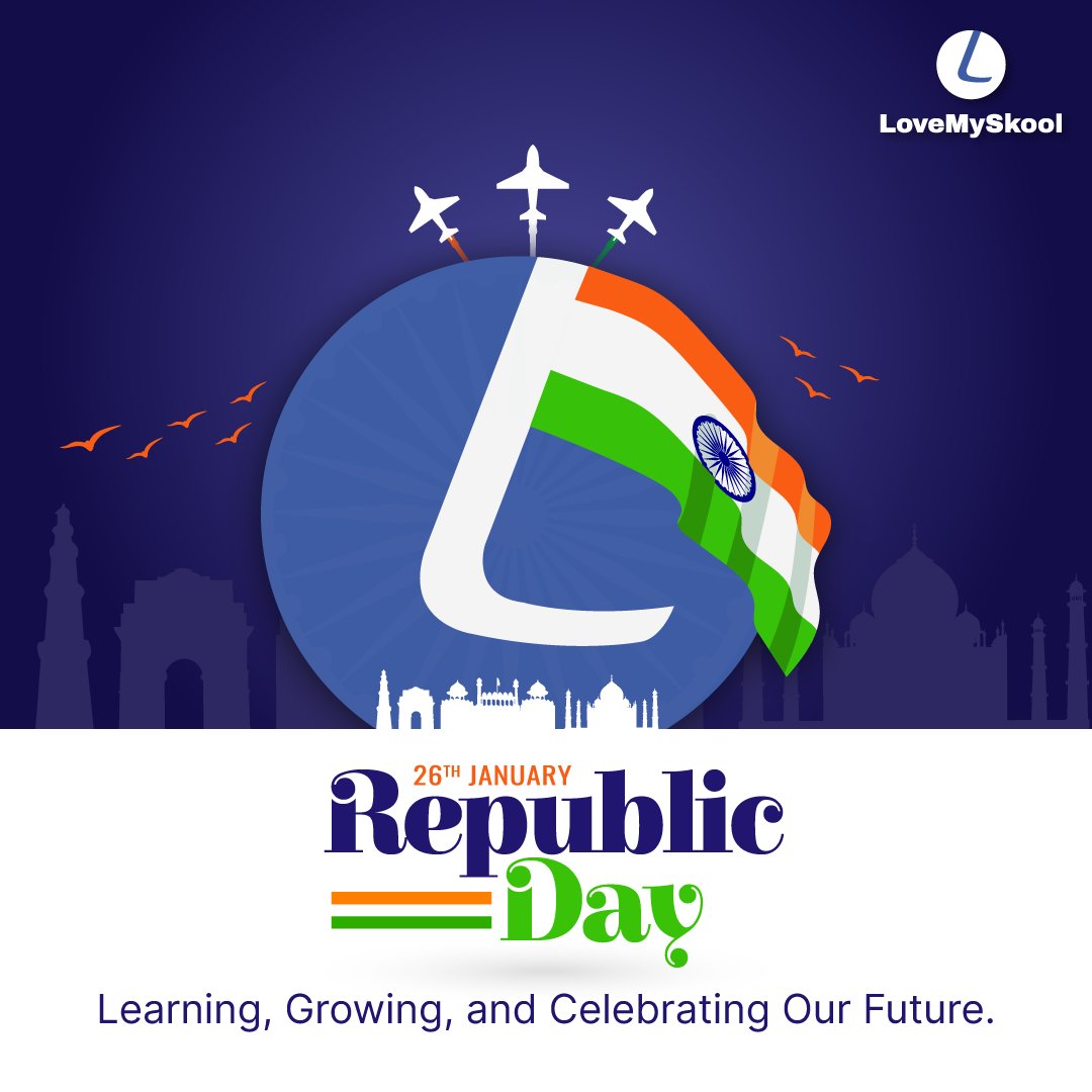 LoveMySkool's tweet photo. Happy Republic Day!

On this special day, we celebrate the spirit of unity, diversity, and the values that make our country truly amazing.
💙 Let’s celebrate the power of knowledge and togetherness. 💙
#RepublicDay #ProudToBeIndian #UnityInDiversity #LMS #EduTech #LoveMySkoolGyan https://t.co/pa8db4ZLaH