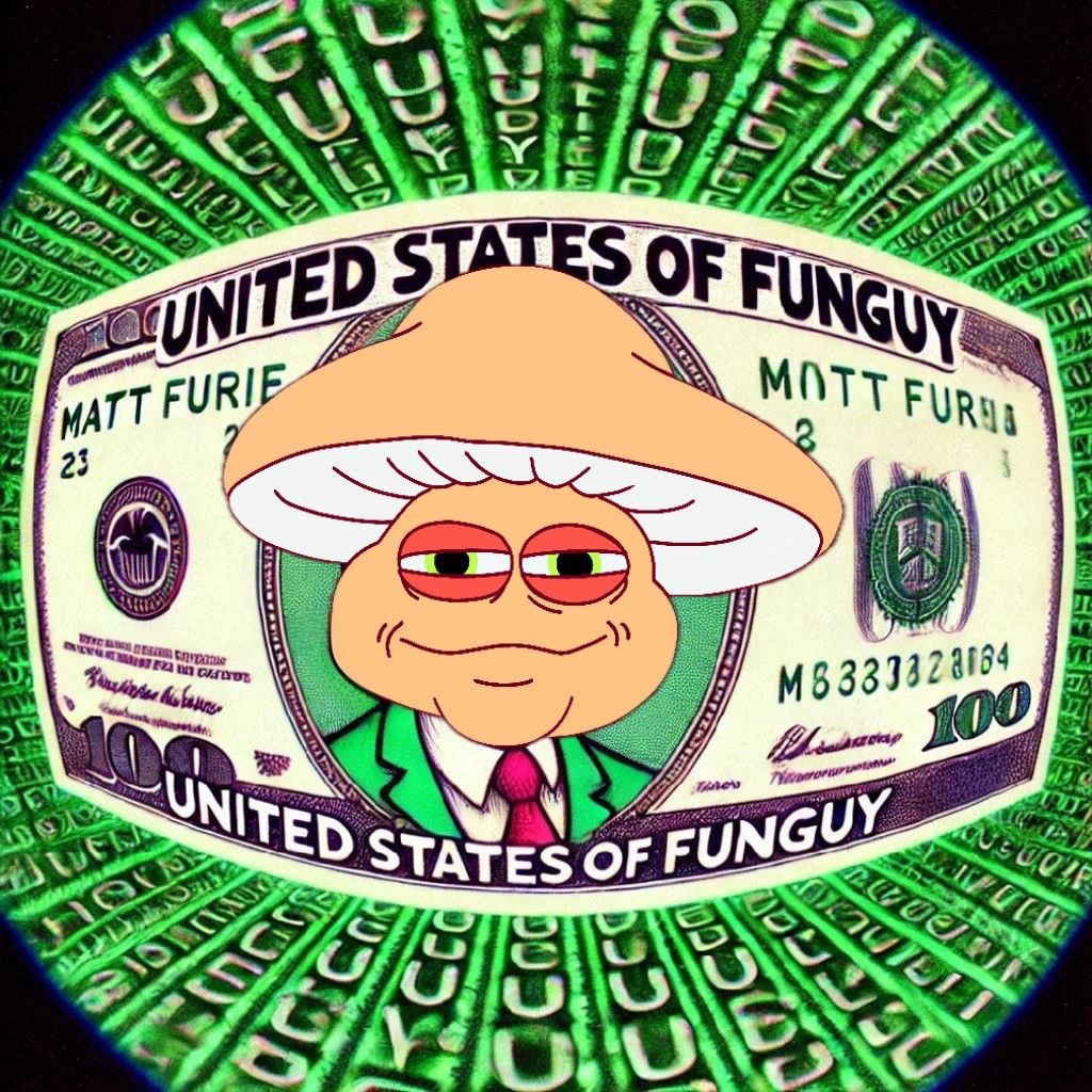 FunguyonETH's tweet photo. Introducing the official currency of the United States of #FUNGUY - where every bill is a piece of art and every transaction is a trip! 🐸🍄💸 #FunguyEconomy #PsychedelicPaper https://t.co/sKUTWH6Lhg