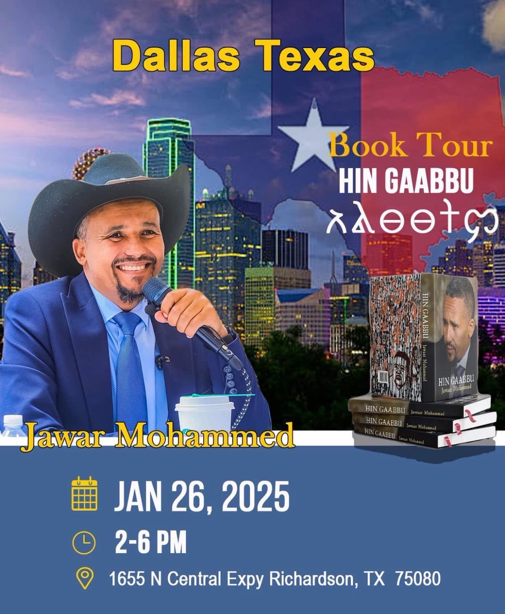 Jawar_Mohammed's tweet photo. I hope to see those of you who live around  Dallas tomorrow at 2 PM. You can find the venue on the flyer https://t.co/sTrA3HfcFV