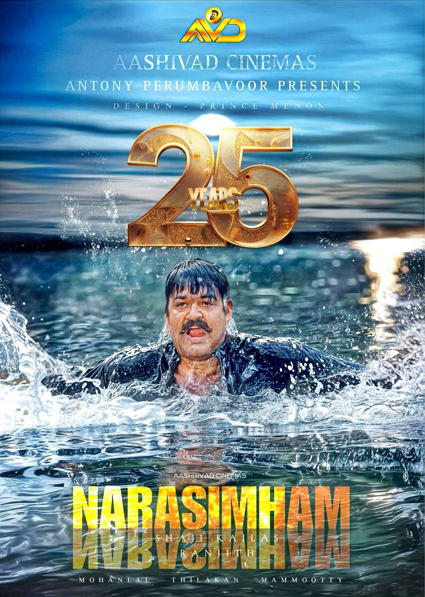AThalavady's tweet photo. 25 Magical Years of Aashirvad...!
Narasimham to Empuraan...♥️
Celebrating 25 Years Of #AashirvadCinemas 🥰
#25YearsOfNarasimham 🔥
Biggest Production House Of Mollywood !
@Mohanlal #Mohanlal #Lalettan #L 💖💞💖
#AntonyPerumbavoor #AashirvadCinemas #MaxLaab #ShajiKailas #Ranjith https://t.co/ZZnf9rPVaj