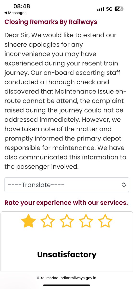 Meggg_B's tweet photo. @RailwaySeva @drmsbc @AshwiniVaishnaw, @drmsbc @IRCTCofficial - shocking ticket closure to a complaint seeking a rightful refund for 0 hygiene and my not touching Shatabdi’s food in such a disgusting coach. Forced into thinking wht “change in Indian railways” ppl are on about! #thanksfornothing https://t.co/0ikL5HFWuF