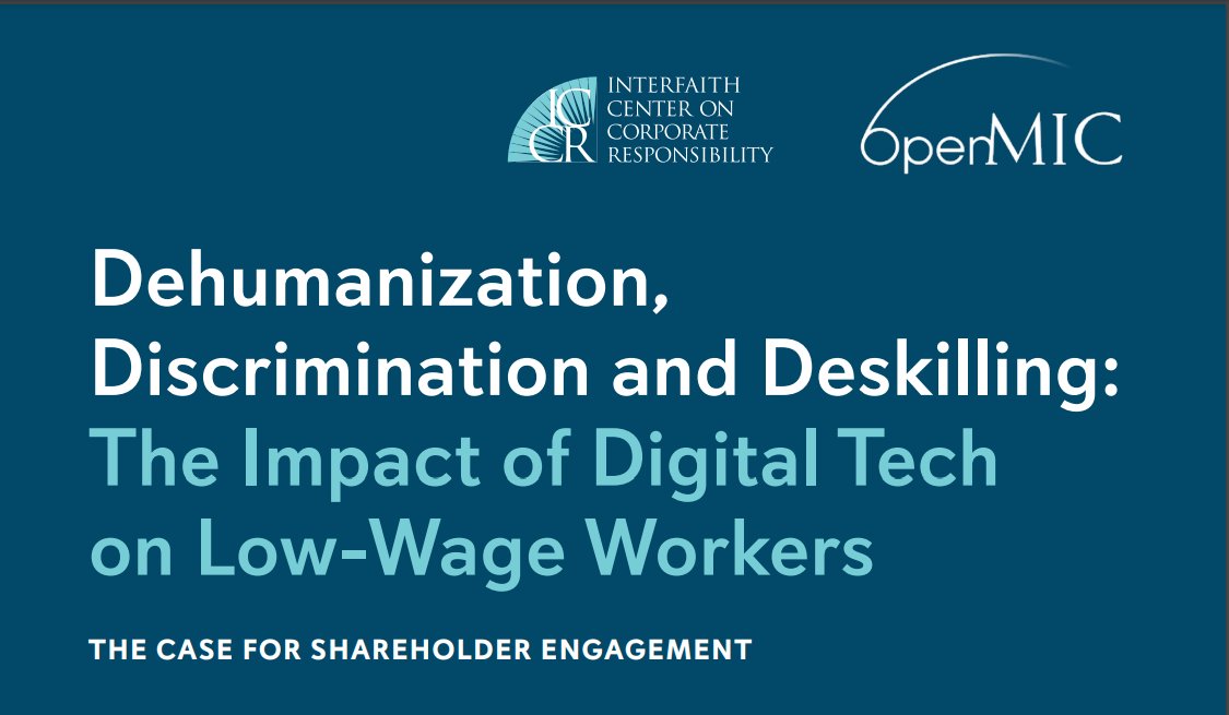Join us on February 12 at 11AM ET when we will share our recent report/website on the Impact of Digital Tech on Low-Wage Workers with recommendations for investor engagement on the related risks to workers. Register here: bit.ly/4aqlWNI
