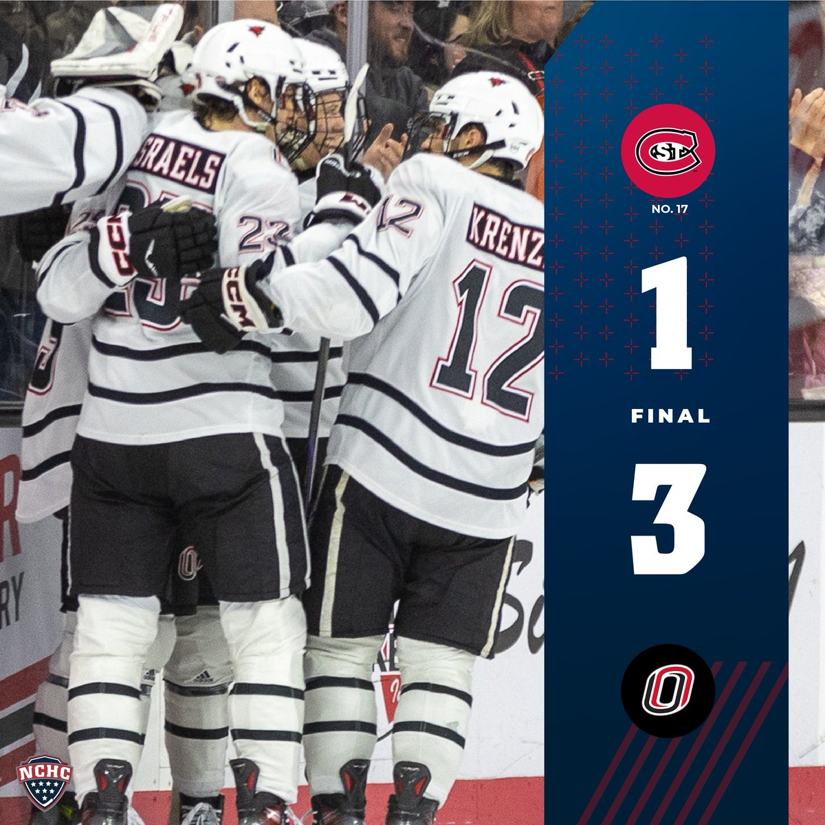 TheNCHC's tweet photo. A swwwwwweep and 6 straight victories for Omaha! 🤘🧹

#NCHChockey // #GoMavs https://t.co/CHE8sJfsPd
